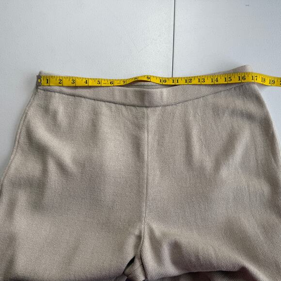 St John Luxe Knit Wide Leg Pants Size 16 Alabaster Wool Blend NWT $395 Neutral - Picture 5 of 11